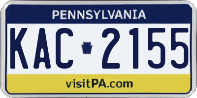 PA license plate KAC2155