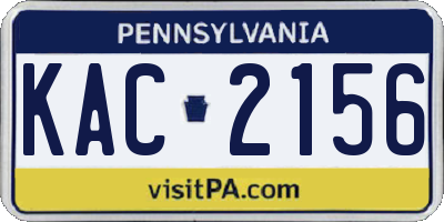 PA license plate KAC2156