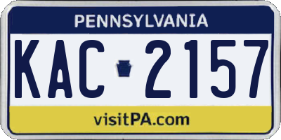 PA license plate KAC2157