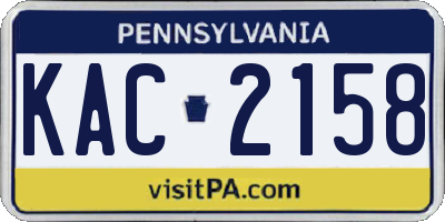 PA license plate KAC2158