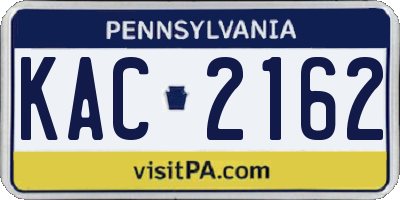PA license plate KAC2162