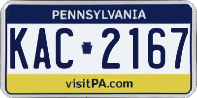 PA license plate KAC2167