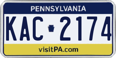 PA license plate KAC2174