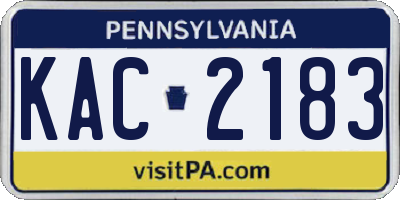 PA license plate KAC2183