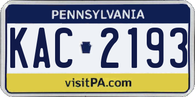 PA license plate KAC2193