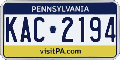 PA license plate KAC2194