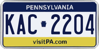 PA license plate KAC2204