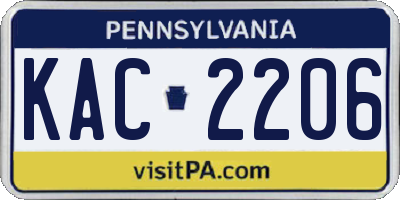 PA license plate KAC2206