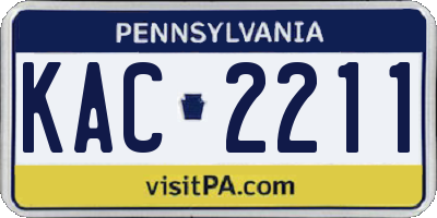 PA license plate KAC2211