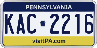 PA license plate KAC2216