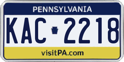PA license plate KAC2218