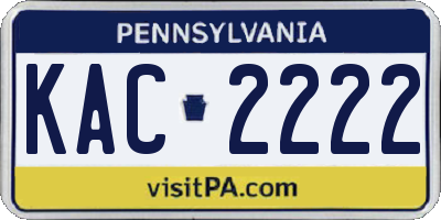 PA license plate KAC2222