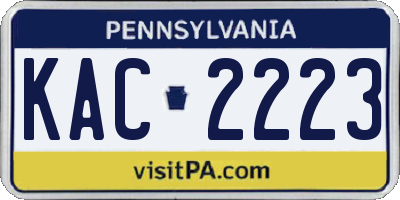 PA license plate KAC2223