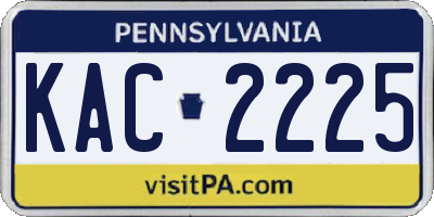 PA license plate KAC2225