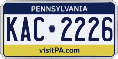 PA license plate KAC2226