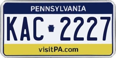 PA license plate KAC2227