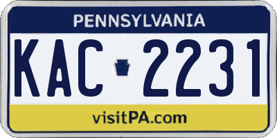 PA license plate KAC2231