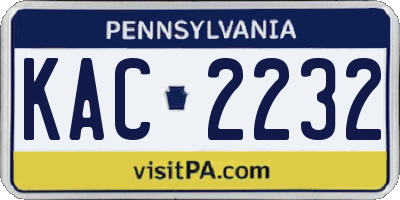 PA license plate KAC2232