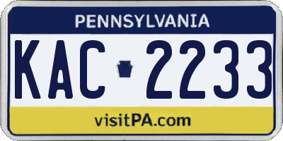 PA license plate KAC2233
