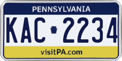 PA license plate KAC2234