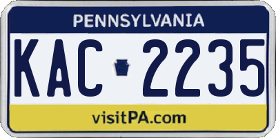 PA license plate KAC2235