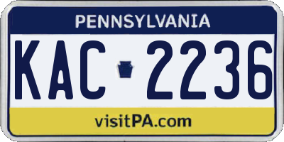 PA license plate KAC2236