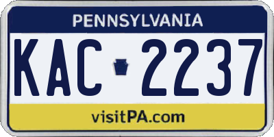 PA license plate KAC2237