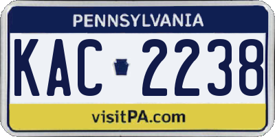 PA license plate KAC2238