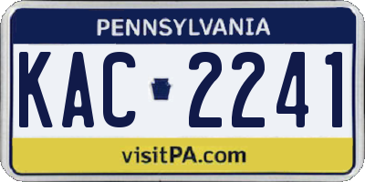 PA license plate KAC2241