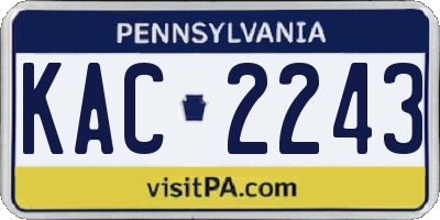 PA license plate KAC2243