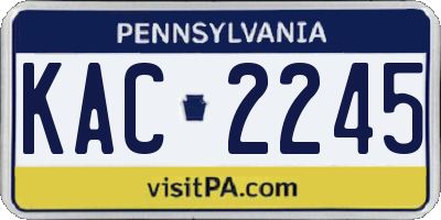 PA license plate KAC2245