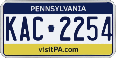 PA license plate KAC2254
