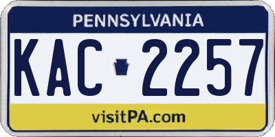 PA license plate KAC2257