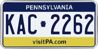 PA license plate KAC2262