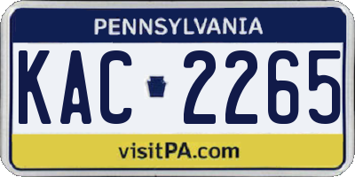 PA license plate KAC2265