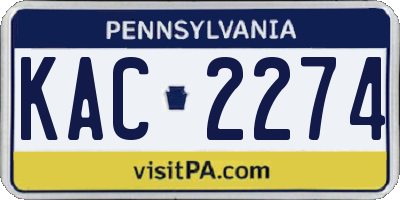 PA license plate KAC2274