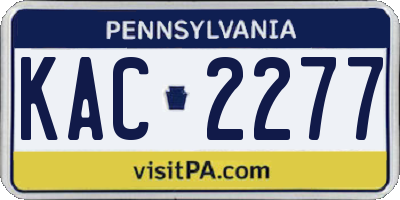PA license plate KAC2277