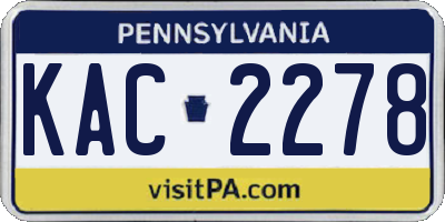 PA license plate KAC2278