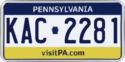 PA license plate KAC2281