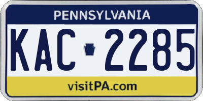 PA license plate KAC2285