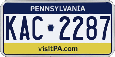 PA license plate KAC2287