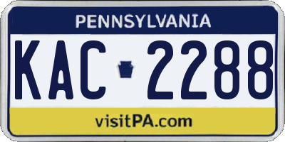 PA license plate KAC2288