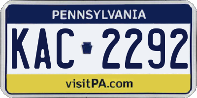 PA license plate KAC2292