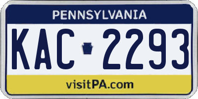 PA license plate KAC2293