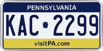 PA license plate KAC2299