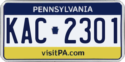 PA license plate KAC2301