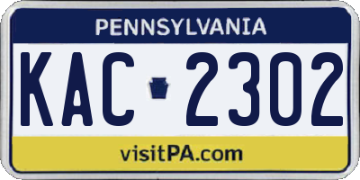 PA license plate KAC2302