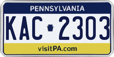 PA license plate KAC2303