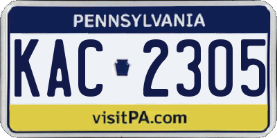 PA license plate KAC2305