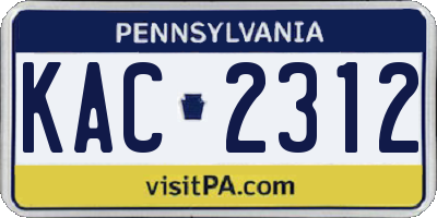 PA license plate KAC2312